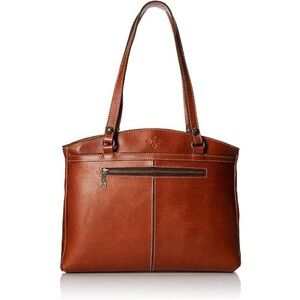 Patricia Nash Poppy Heritage Top Zip Tote Brown Leather Shoulder Bag‎ Travel